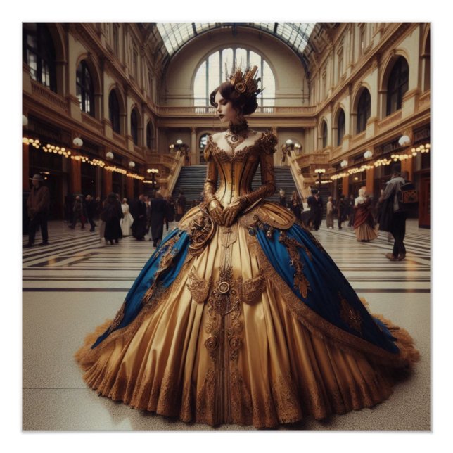 Gold Princess Steampunk Victorian Industrial Poster (Front)