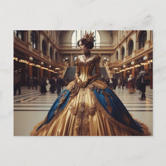 Gold Princess Steampunk Victorian Postcard (Front)