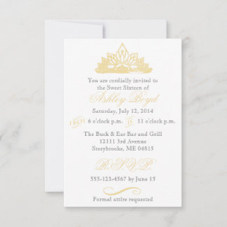Gold Princess Sweet Sixteen Invitation
