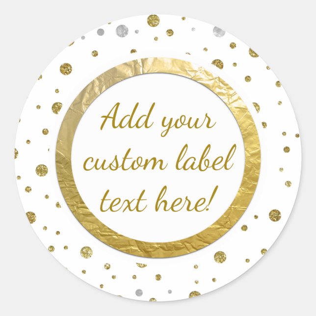 Gold Printed Confetti Custom Craft Label (Front)