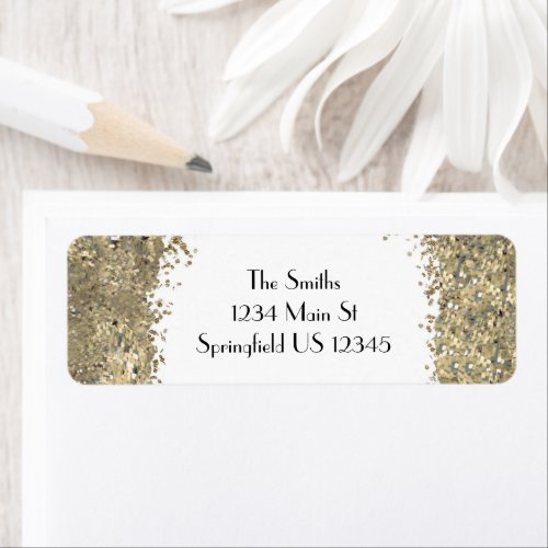 Gold printed glitter return address labels