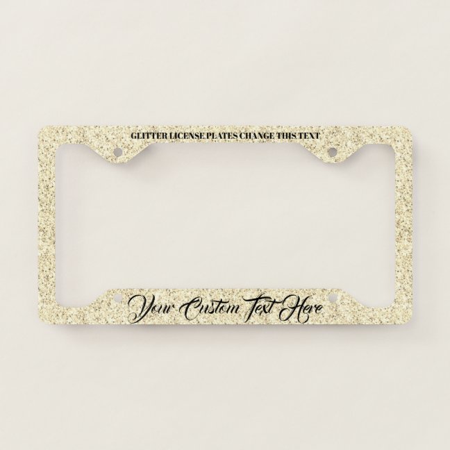Gold printed sparkle effect Bling Glitter License Plate Frame