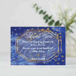 Gold Prints on Starry Icy Night Sky Thank You      Note Card