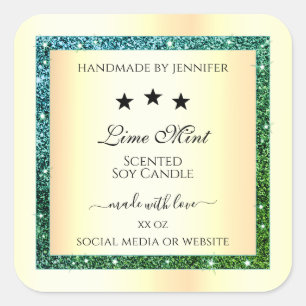 Gold Product Packaging Labels Teal Green Glitter