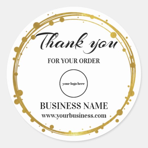 Gold Professional Business add logo Thank You  Classic Round Sticker
