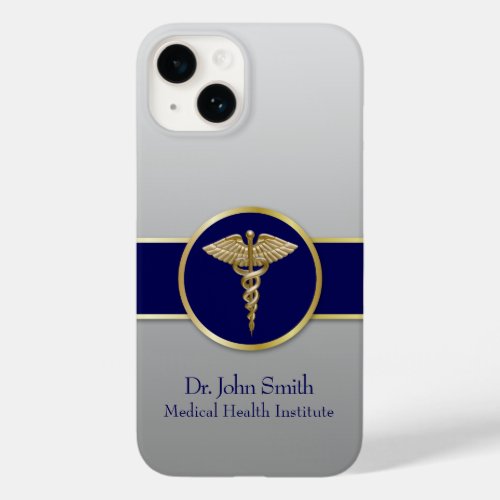 Gold Professional Caduceus Medical Blue Case_Mate iPhone 14 Case