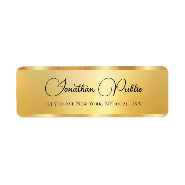Gold Professional Elegant Template Typography Label (Front)