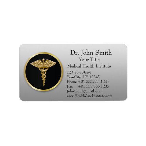 Gold Professional Medical Caduceus _ Address Label