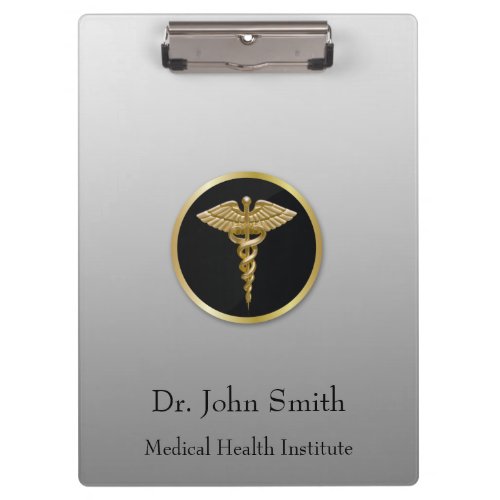Gold Professional Medical Caduceus _ Clipboard