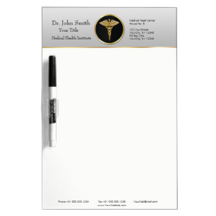 Gold Professional Medical Caduceus Dry Erase Board