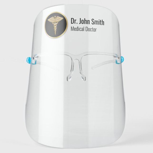 Gold Professional Medical Caduceus Face Shield (Front)