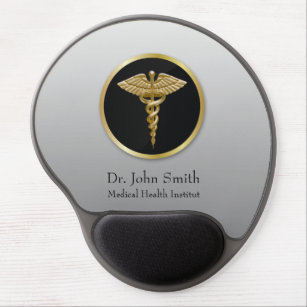 Gold Professional Medical Caduceus Gel Mouse Pad