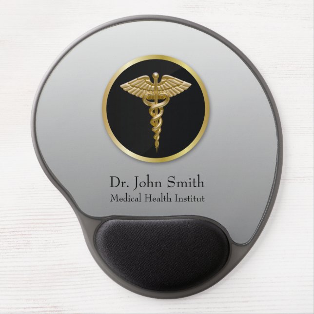 Gold Professional Medical Caduceus Gel Mouse Pad (Front)