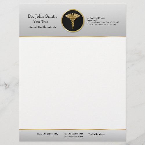 Gold Professional Medical Caduceus _ Letterhead