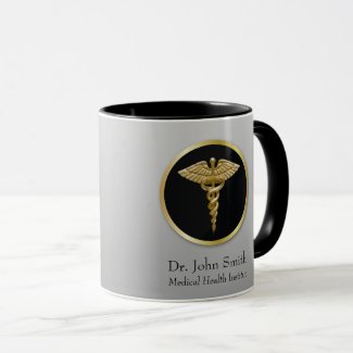 Gold Professional Medical Caduceus Mug