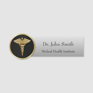 Gold Professional Medical Caduceus Name Tag