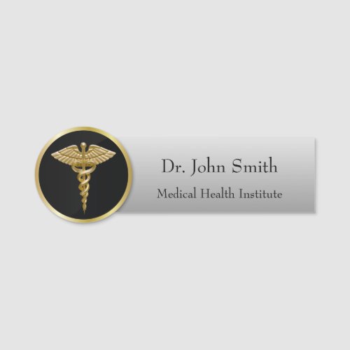 Gold Professional Medical Caduceus Name Tag