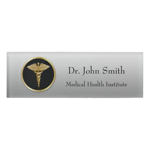 Gold Professional Medical Caduceus _ Name Tag