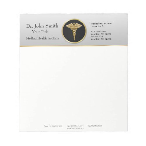 Gold Professional Medical Caduceus _ Notepad