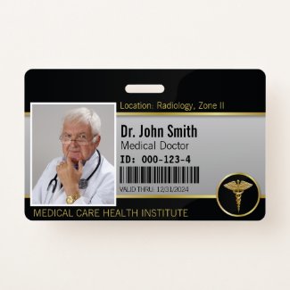 Gold Professional Medical Caduceus Photo ID