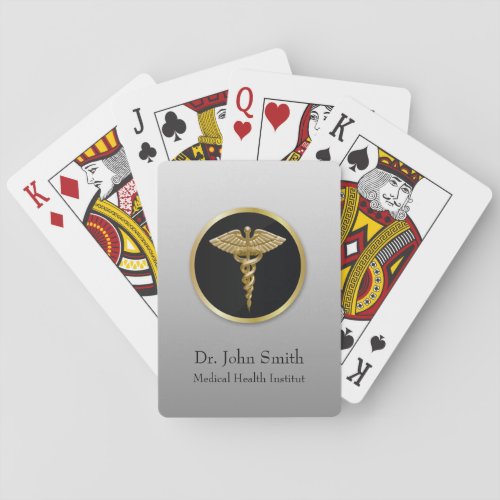Gold Professional Medical Caduceus Playing Cards