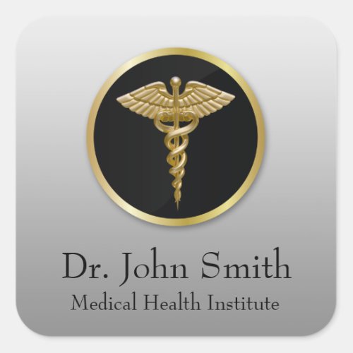 Gold Professional Medical Caduceus _ Sticker