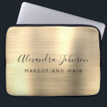 Gold Professional Metallic Monogram Business Laptop Sleeve<br><div class="desc">Modern Gold Girly Make Up and Hair Beauty Salon Faux Metallic Stainless Elegant Monogram Promotional Laptop Bag or Sleeve Promotional (promo) advertisement Case. This classy professional business computer case can be customized to include your monogrammed script signature name and job title profession or position.</div>