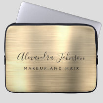 Gold Professional Metallic Monogram Business Laptop Sleeve