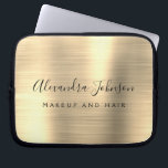 Gold Professional Metallic Monogram Business Laptop Sleeve<br><div class="desc">Modern Gold Girly Make Up and Hair Beauty Salon Faux Metallic Stainless Elegant Monogram Promotional Laptop Bag or Sleeve Promotional (promo) advertisement Case. This classy professional business computer case can be customized to include your monogrammed script signature name and job title profession or position.</div>