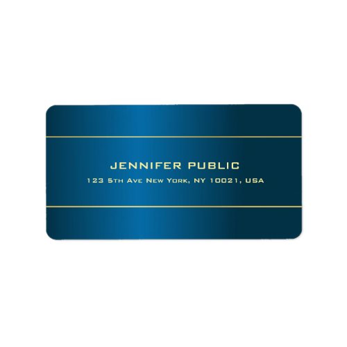 Gold Professional Modern Elegant Deep Blue Address Label