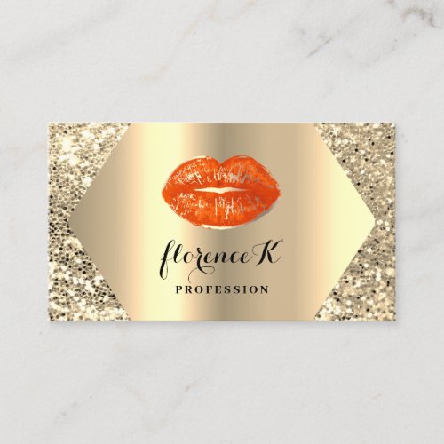 Gold Professional Permanent Makeup Artist Coral Business Card