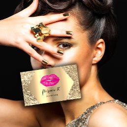 Gold Professional Permanent Makeup Artist Glam Business Card