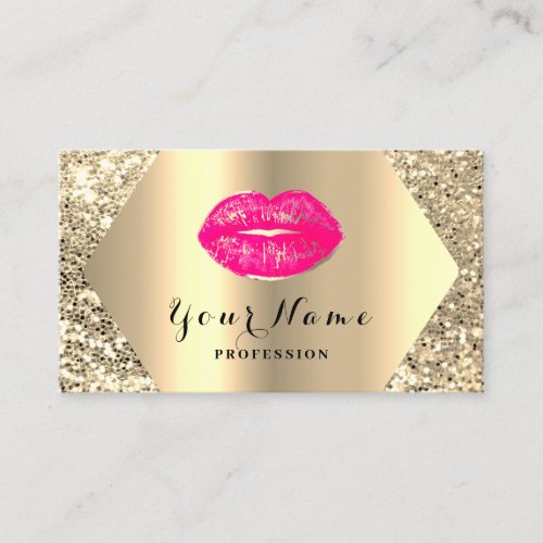 Gold Professional Permanent Makeup Artist Pink Business Card