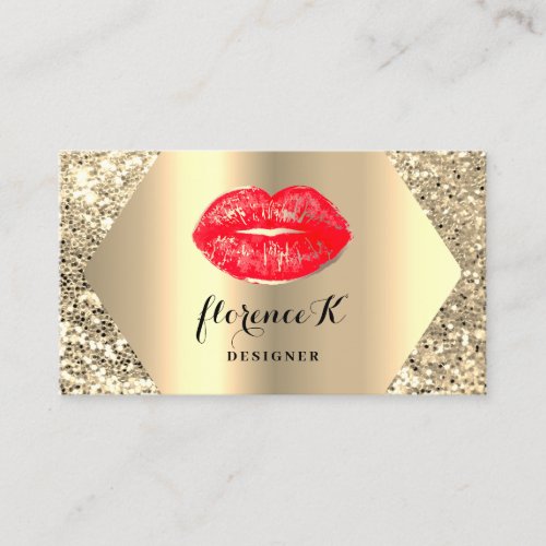 Gold Professional Permanent Makeup Artist Red Business Card