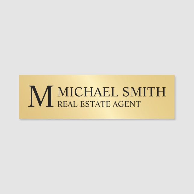 Gold Professional Personalized Monogram and Name Tag (Front)
