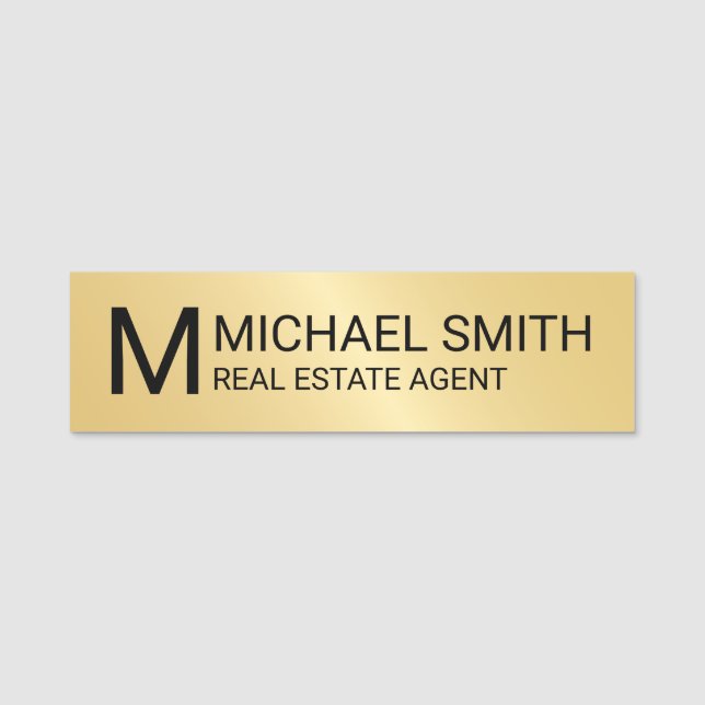 Gold Professional Personalized Monogram and Name Tag (Front)