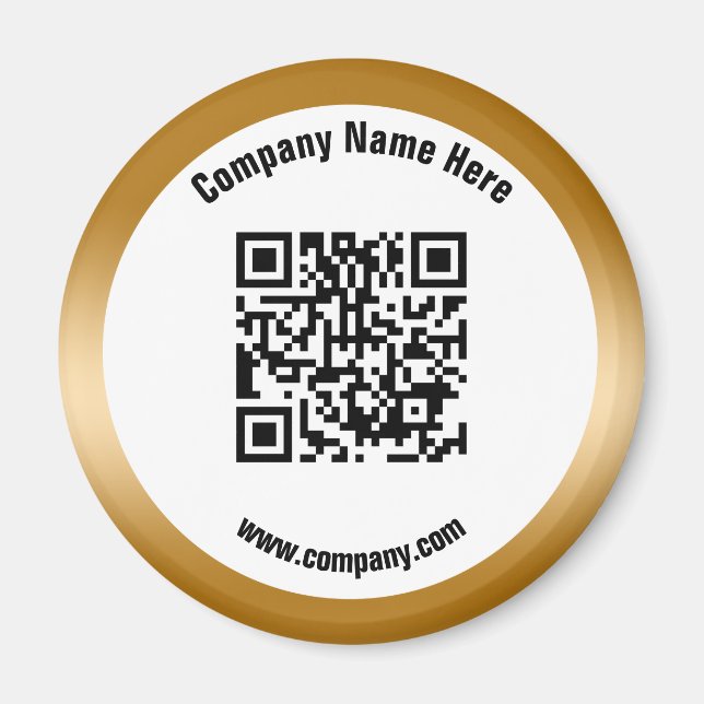 Gold Promotional Business Name QR Code  Magnet (Front)