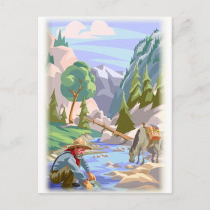 Gold Prospector Colorful Print Postcard