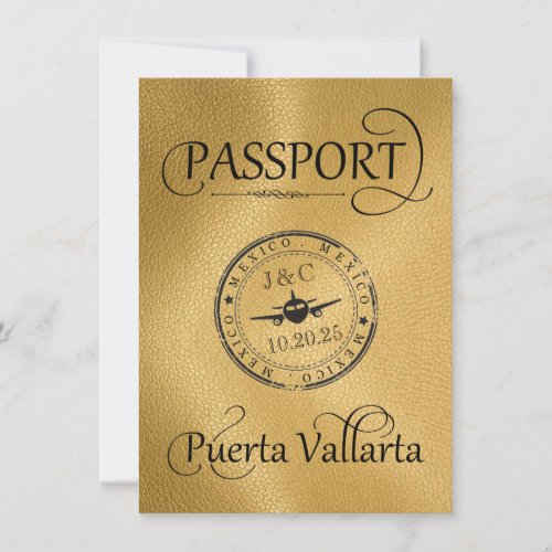 Gold Puerta Vallarta Passport Save The Date