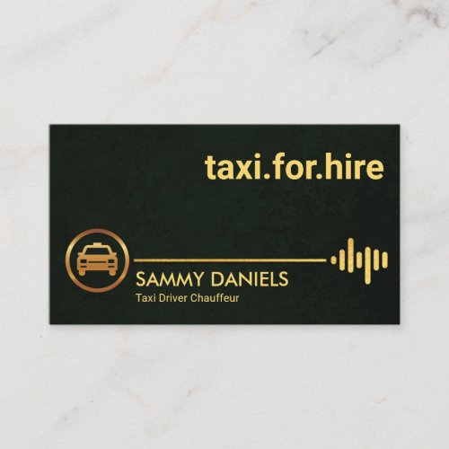 Gold Pulse Line Green Grunge Texture Taxi Driver Business Card