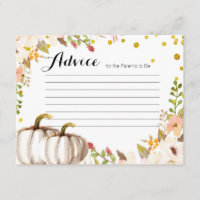 Gold pumpkin Advice Card Baby Shower