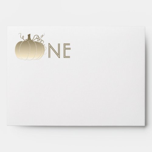 Gold Pumpkin Baby Girl 1st Birthday Return Address Envelope