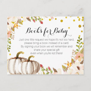 Gold pumpkin Baby Shower - Bring a book insert Invitation Postcard