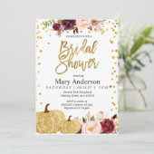 Gold pumpkin bridal shower invitation (Standing Front)