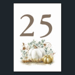 Gold Pumpkin Fall Wedding Table Number Cards<br><div class="desc">Fall Pumpkins Table Number Cards</div>