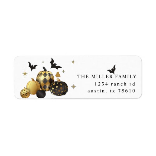 Gold Pumpkin Halloween Return Address Label