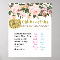 Gold Pumpkin Old Wives Tales Gender Reveal Board Poster