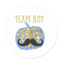 Gold pumpkin TEAM BOY Gender Reveal Game Labels