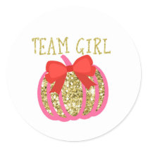 Gold pumpkin TEAM GIRL Gender Reveal Game Labels