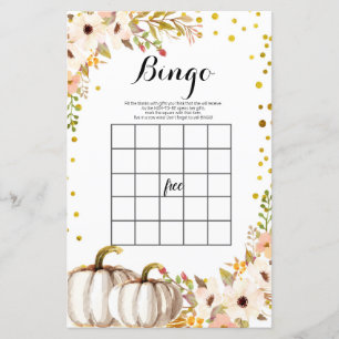 Gold pumpkin Watercolor Bingo Game